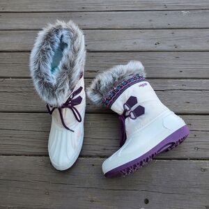 Vintage 90s y2k Weather Sport Faux Fur Cuff White Winter Snow Ski Duck Boots 8